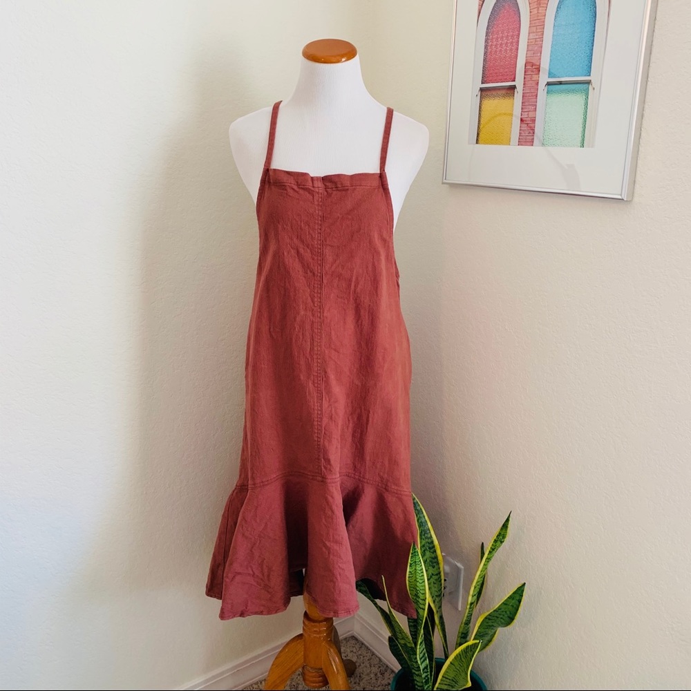 Brown Apron Jumper Dress - Chic and Simple